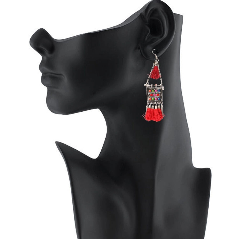 Women's Oxidize Gold plated Hook Dangler Hanging Tassels Earring-Multicolour