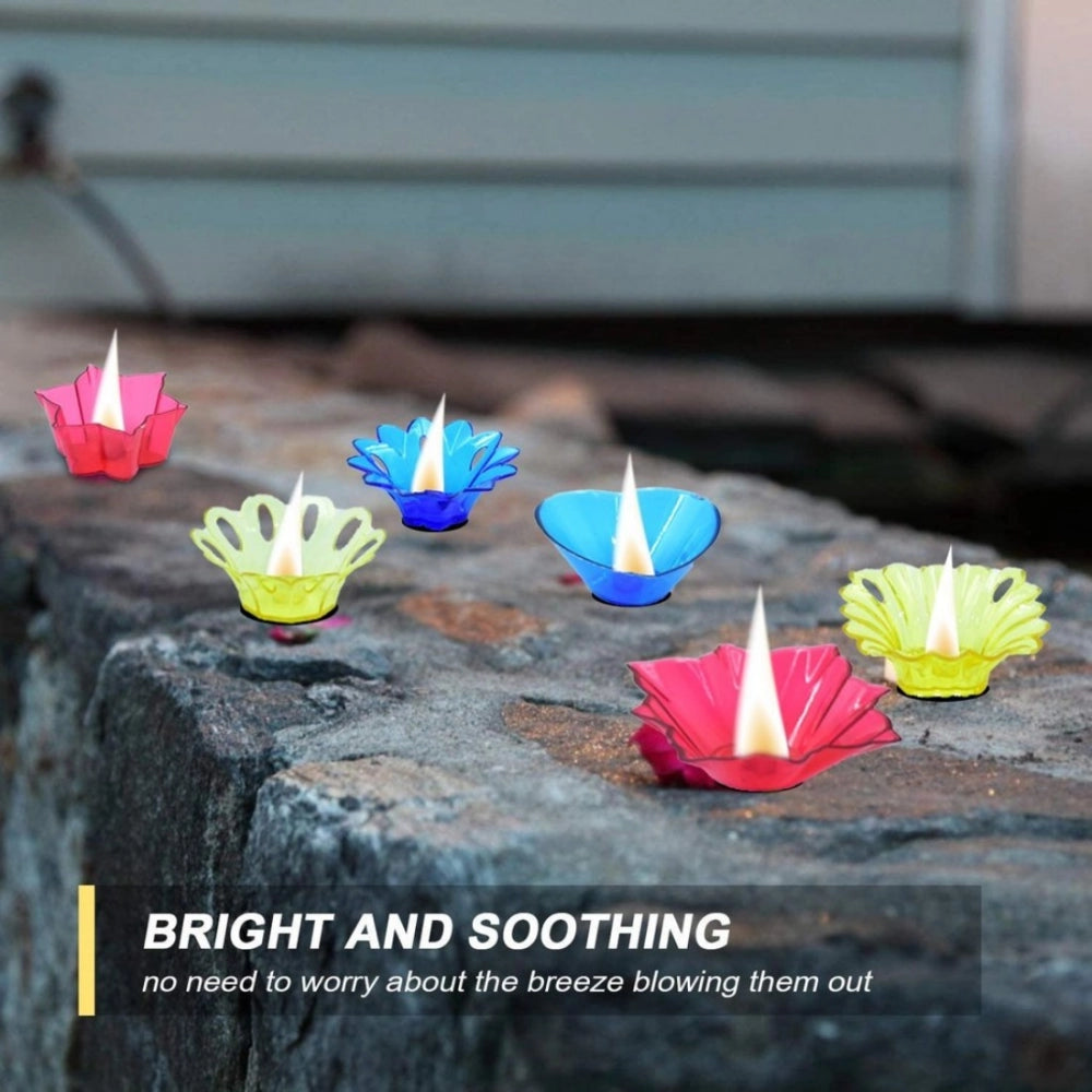 Pack Of 3_(12 Pieces Set)_Multi Shape Plastic Candle Cup (Color: Assorted)