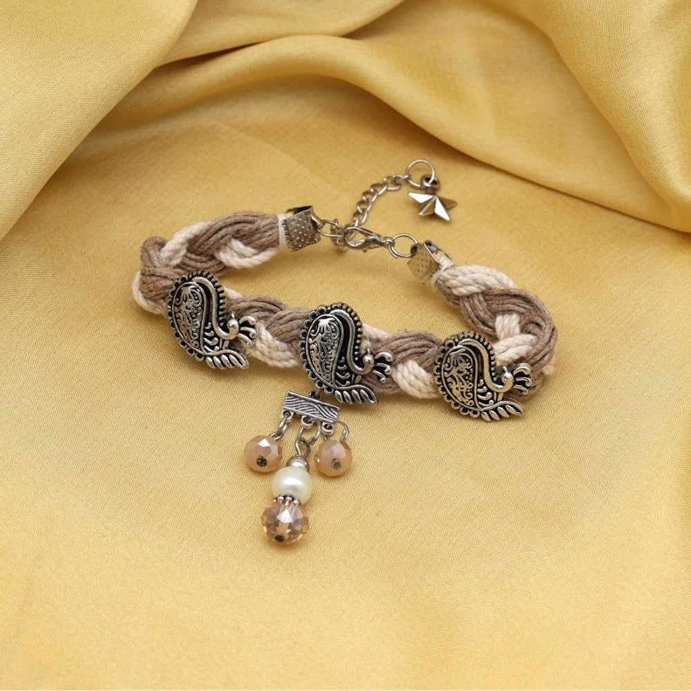 Women's Silver Color Oxidised Adjustable Bracelet