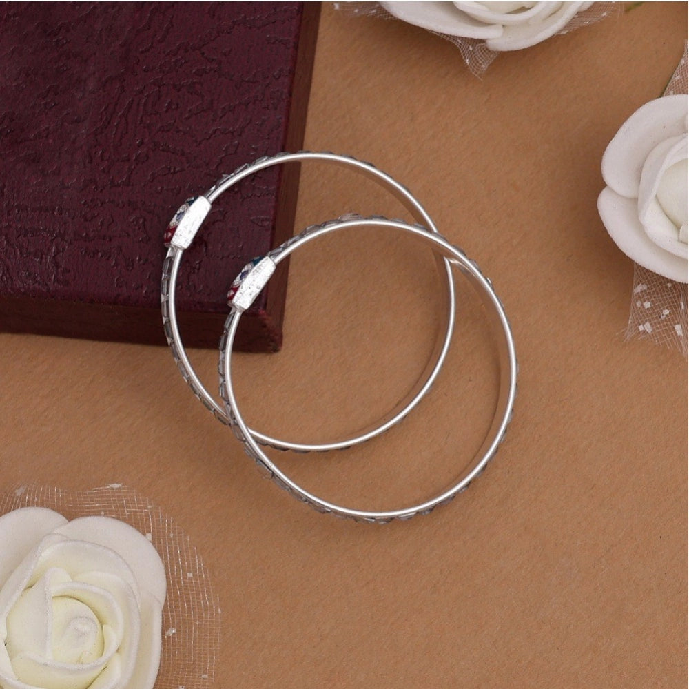 Silver Color 1 Pair Of Oxidised Kids Bangles Size: 1.6