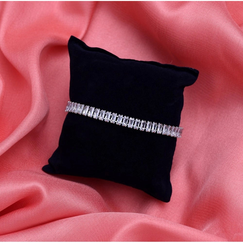 Women's Silver Color Rhinestone Adjustable Bracelet