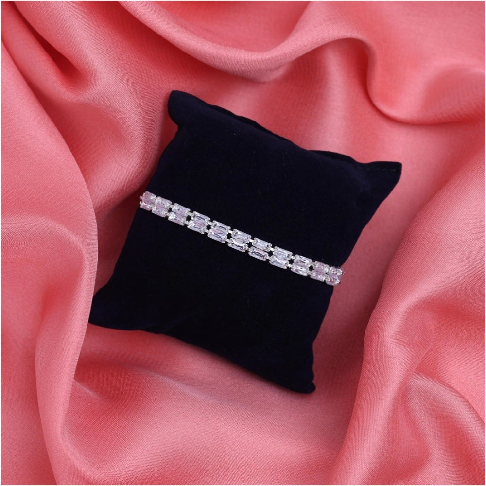 Women's Silver Color Rhinestone Adjustable Bracelet