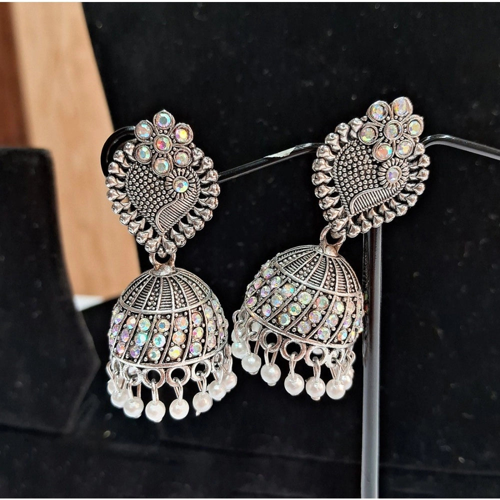 Women's Silver Color Oxidised Earrings