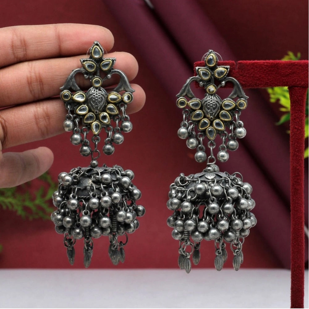 Women's Silver Color Oxidised Earrings