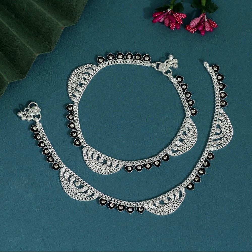 Women's Maroon Color Rhinestone Anklets (Free Size: Upto 10")