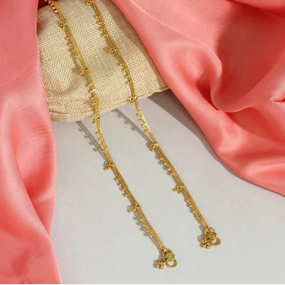 Women's Gold Color Anklets (Free Size: Upto 10")