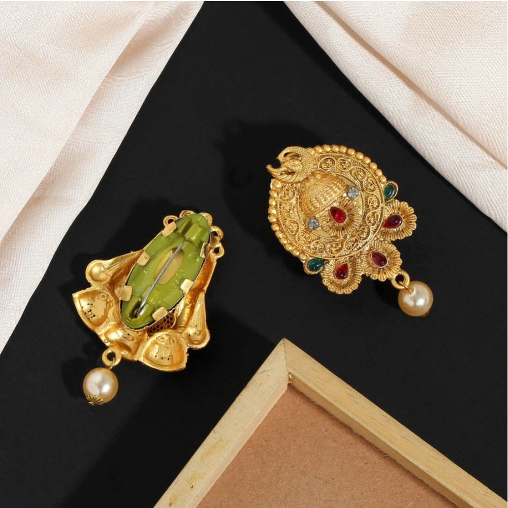 Women's Maroon & Green Color Use Burkha Pin & Dupatta / Saree Pin Combo Of 4 Piece
