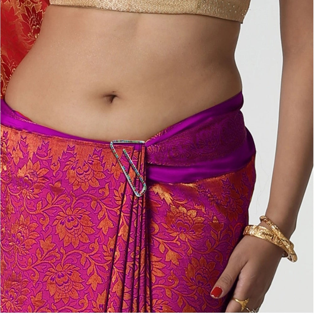 Women's Multi Color Use Saree Hijab Pins Safety Pins Stone Brooch Clip On X Pins For Women Combo Of 4 Pieces