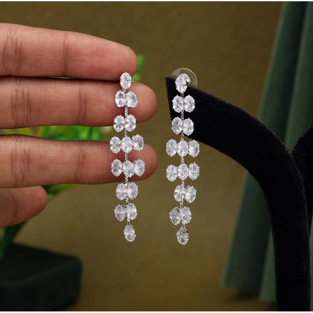 Women's Silver Color Antique Stone Earrings