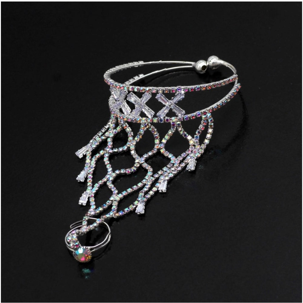 Women's White Color Hathphool Adjustable Bracelet