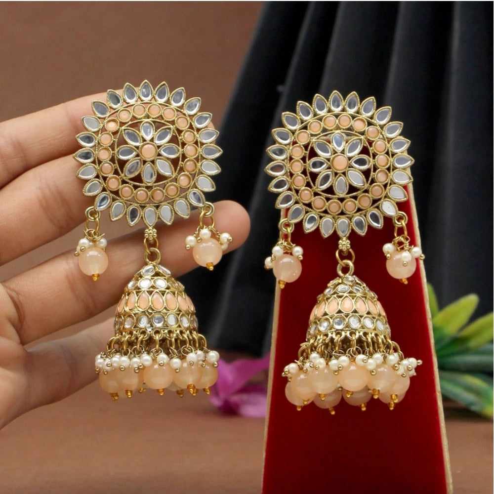 Women's Peach Color Mirror Earrings