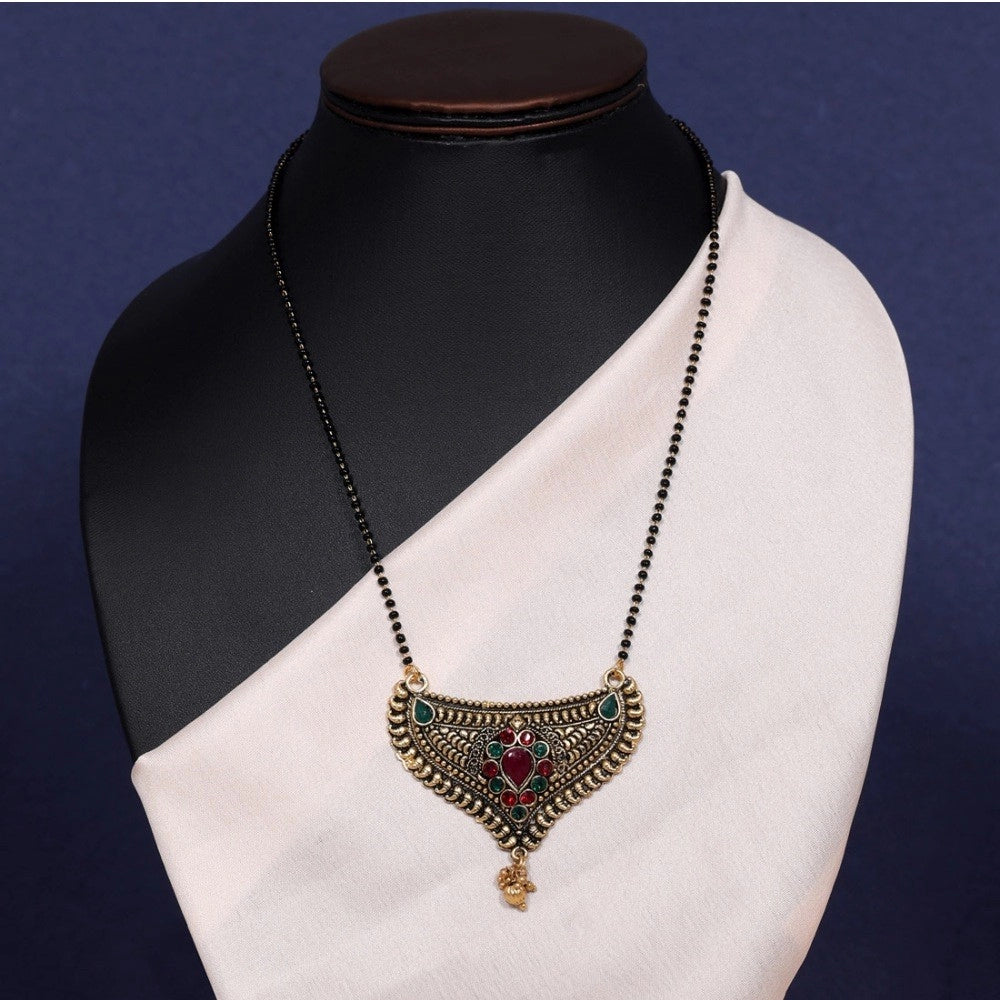 Women's Maroon & Green Color Mangalsutra