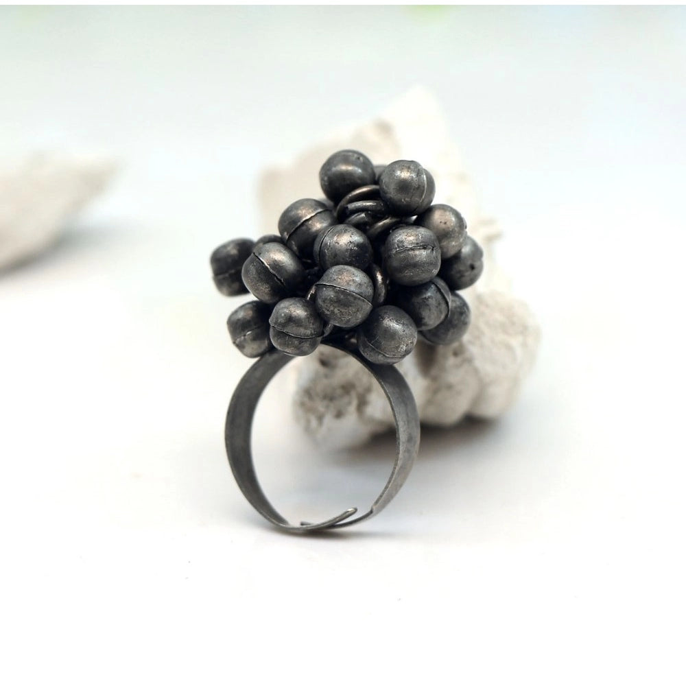 Women's Silver Color Oxidised Adjustable Ring