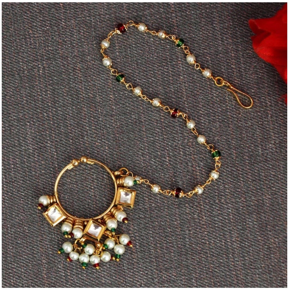 Women's Maroon & Green Color Nose Nath
