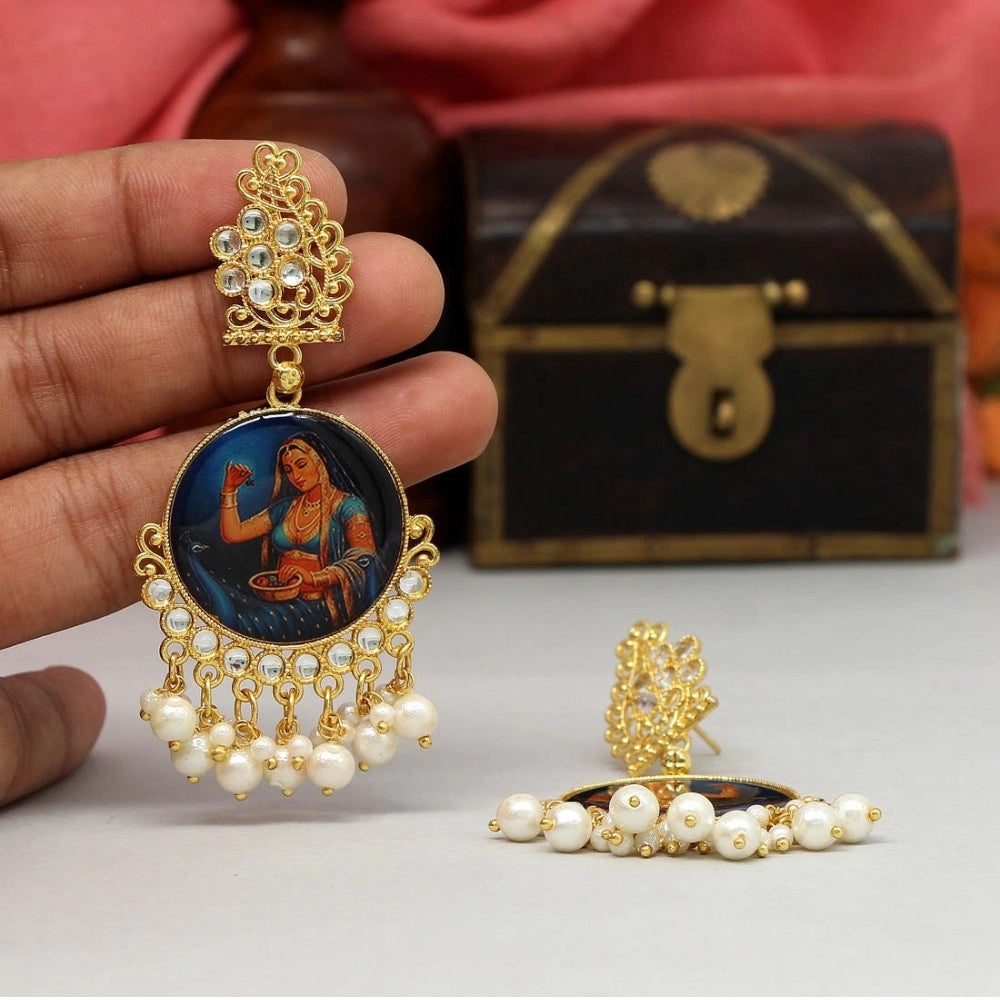 Women's Multi Color Kundan Kundan Earrings
