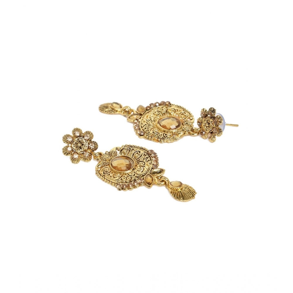 Women's Rose Gold Plated Alloy Necklace & Earings Set (Gold)