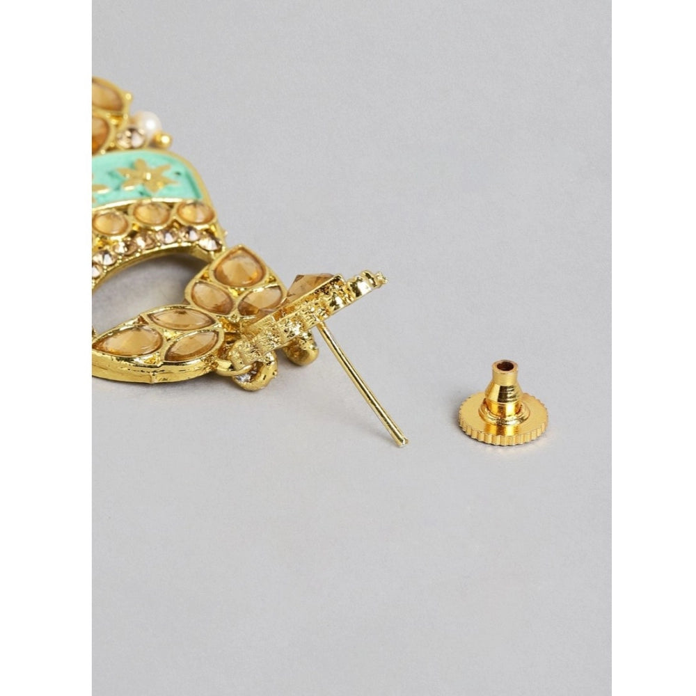 Women's Rose Gold Plated Alloy Earrings (Gold)
