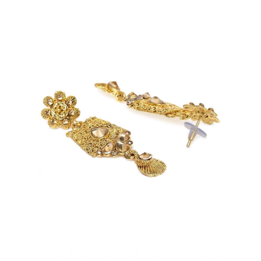 Women's Rose Gold Plated Alloy Necklace & Earings Set (Gold)