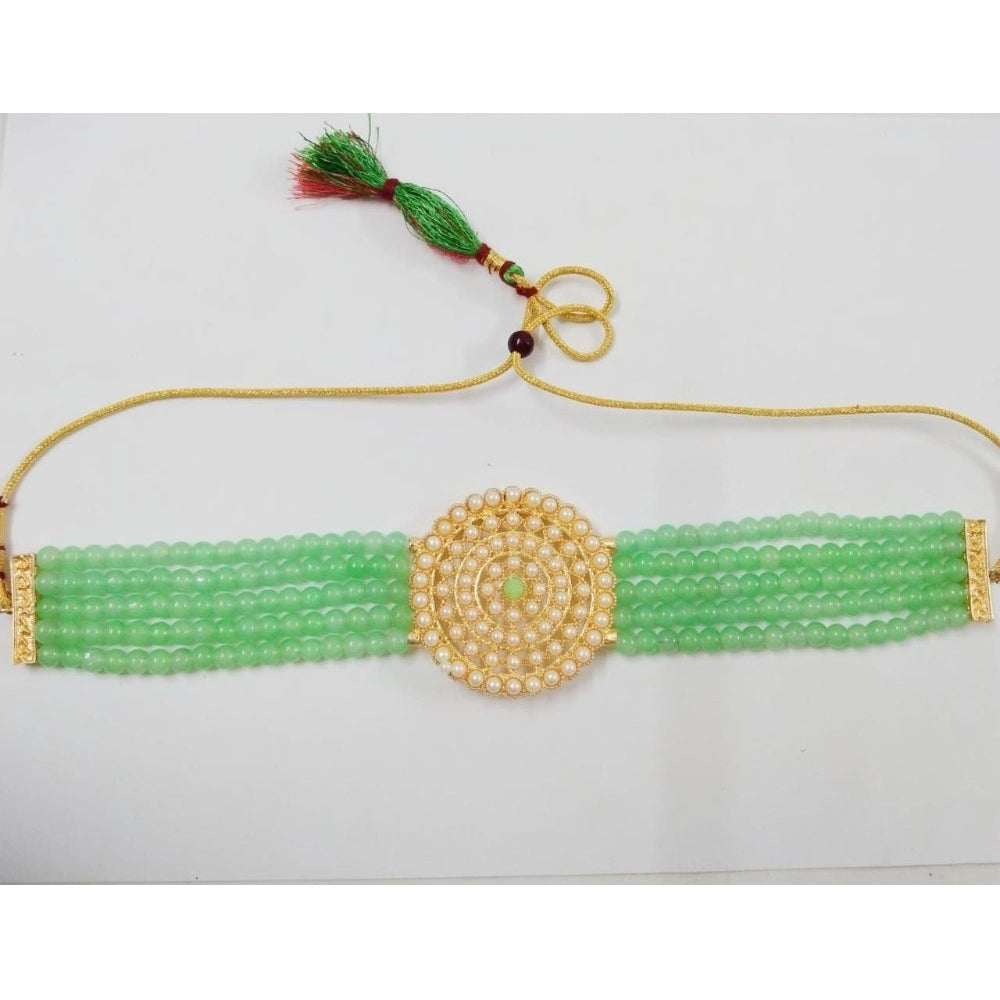 Women's Rose Gold Plated Alloy Necklace & Earings Set (Mint Green)