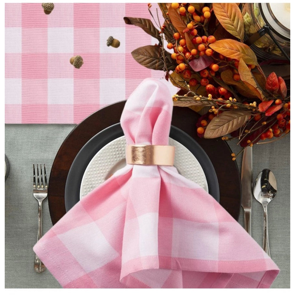 Checked Cotton Table Runners (Baby Pink)