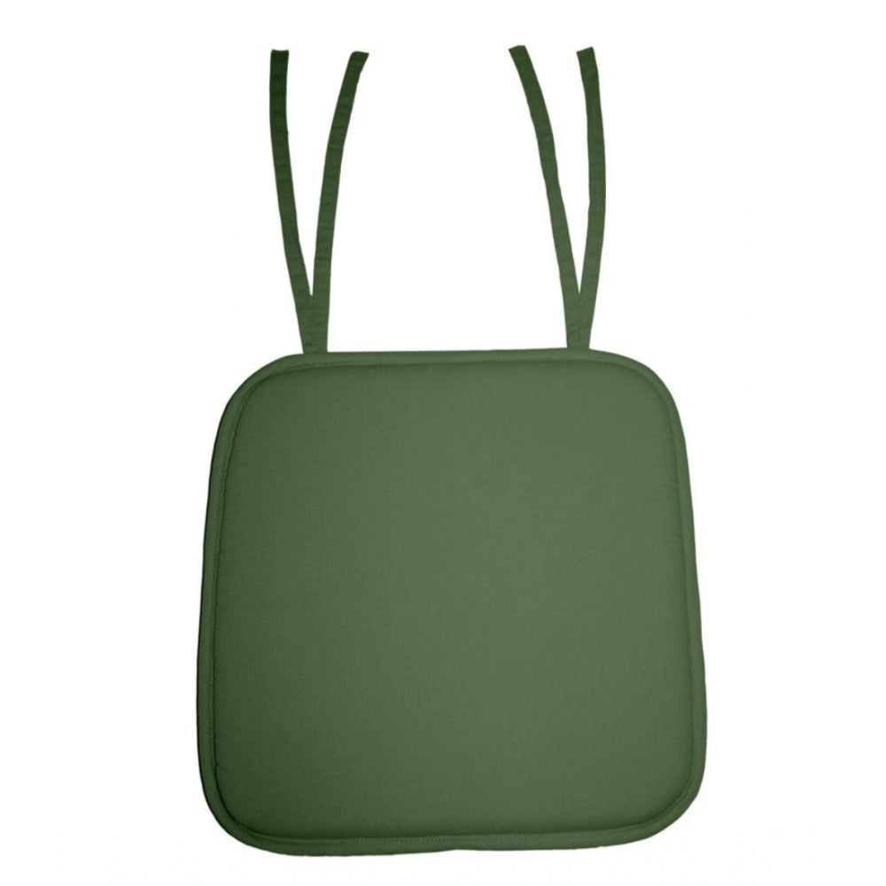 Pack Of_4 Cotton Blended Solid Chairpads (Green, Size: 15x15 In)