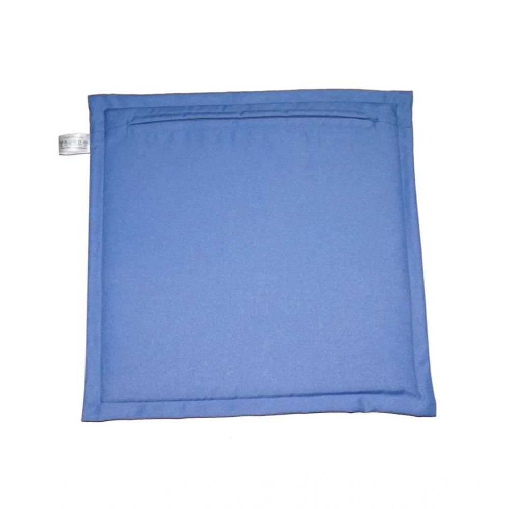 Pack Of_4 Polyester Solid Chairpads (Blue, Size: 16x16 In)