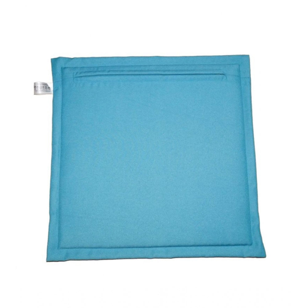 Pack Of_4 Polyester Solid Chairpads (Light Blue, Size: 16x16 In)