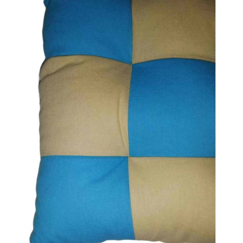 Cotton Blended Solid Chair Cushions (Rama & Beige, Size: 16x16 In)