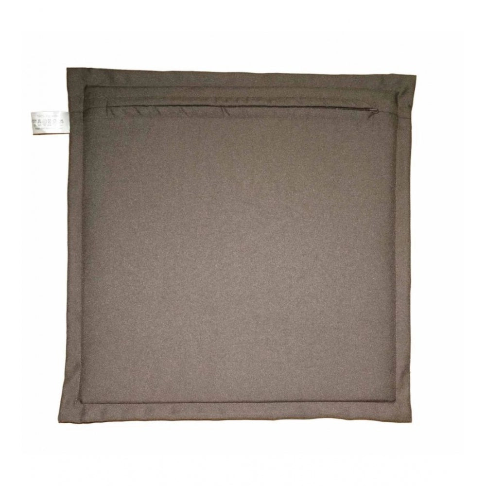 Pack Of_4 Polyester Solid Chairpads (Dark Beige, Size: 16x16 In)