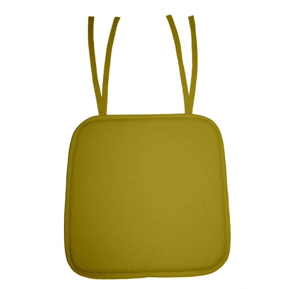 Pack Of_4 Cotton Blended Solid Chairpads (Palm, Size: 15x15 In)