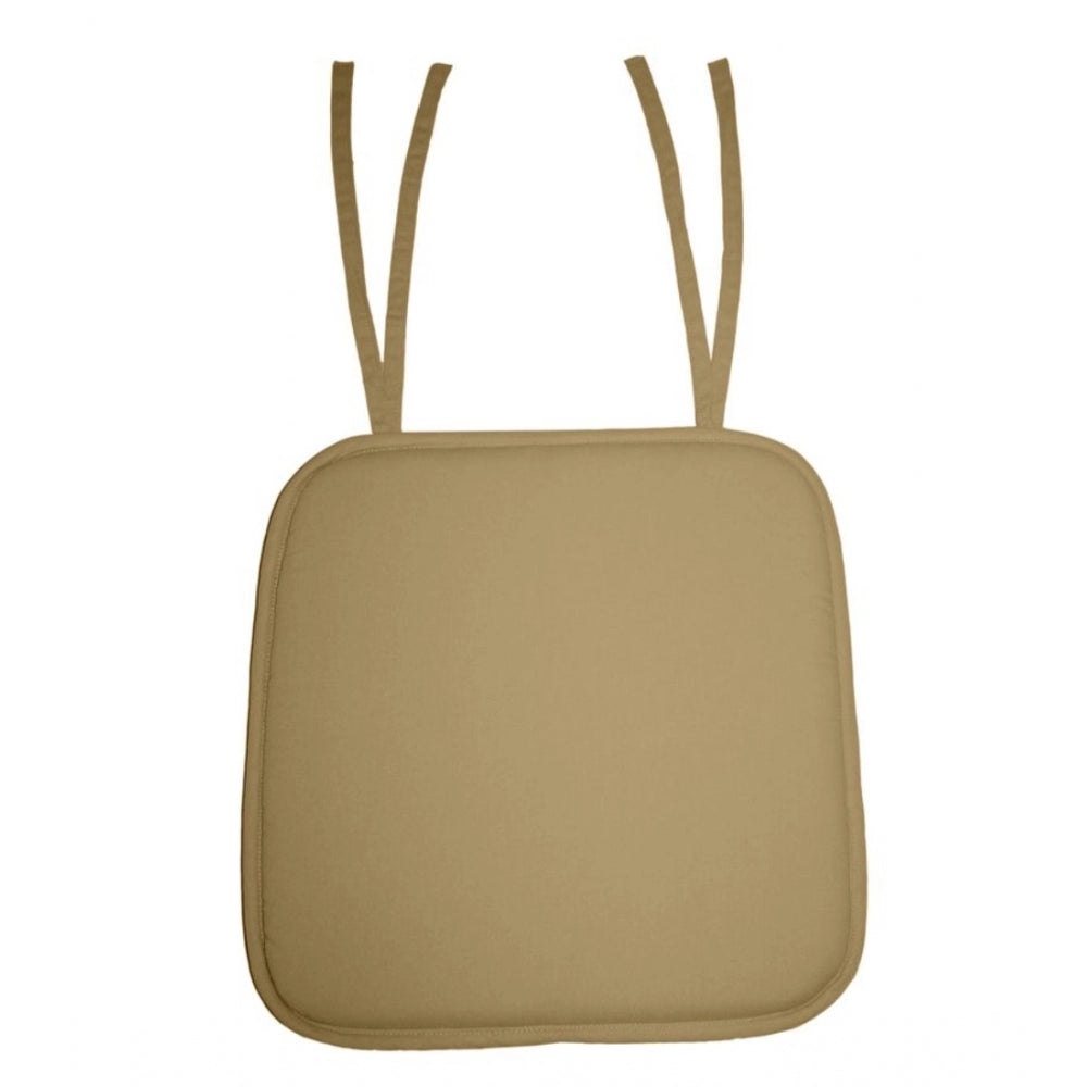 Pack Of_4 Cotton Blended Solid Chairpads (Cream, Size: 15x15 In)