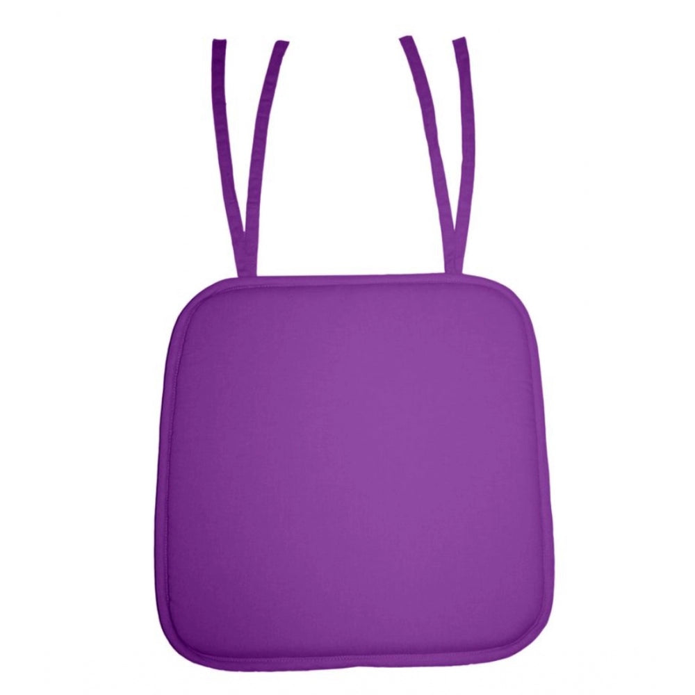 Pack Of_4 Cotton Blended Solid Chairpads (Purple, Size: 15x15 In)