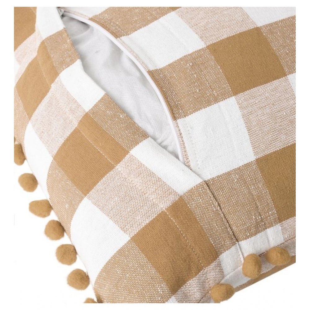 Polyester Solid Chairpads (Beige, Size: 16x16 In)
