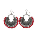 Generic Women's Silver Plated Hook Dangler Hanging Beads Earrings-Silver