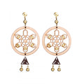 Generic Women's Alloy, Beads Hook Dangler Hanging Earrings-Brown