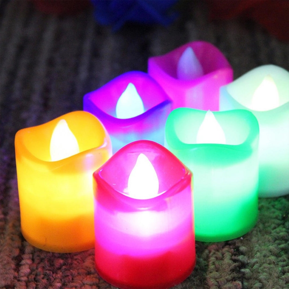 Viyola_12 Pieces Festival Decorative LED Tealight Candles (Color: Assorted)