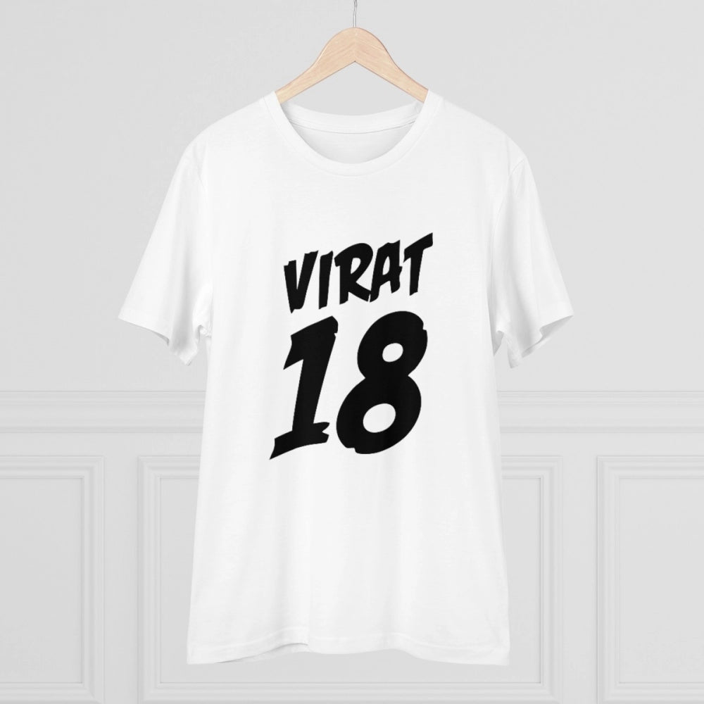 Men's PC Cotton Cricket Design Printed T Shirt (Color: White, Thread Count: 180GSM)