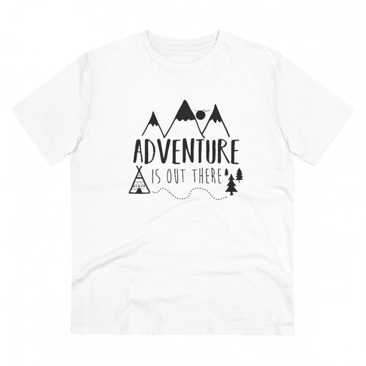 Men's PC Cotton Explore The Unseen Printed T Shirt (Color: White, Thread Count: 180GSM)