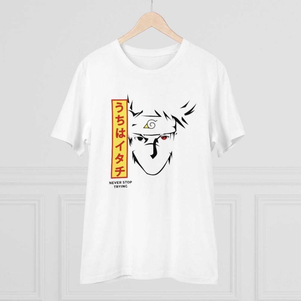 Men's PC Cotton Kunffo Printed T Shirt (Color: White, Thread Count: 180GSM)