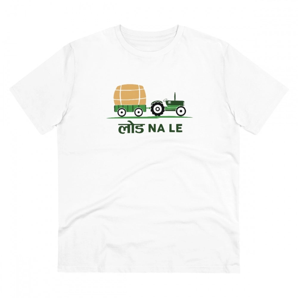 Men's PC Cotton Load Na Lee Printed T Shirt (Color: White, Thread Count: 180GSM)