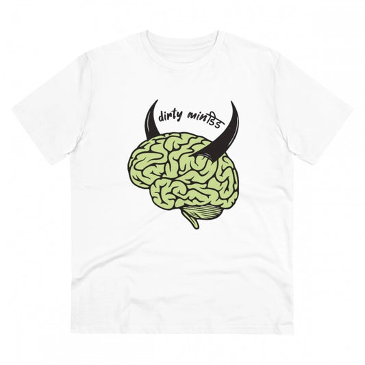 Men's PC Cotton Dirty Minddid Printed T Shirt (Color: White, Thread Count: 180GSM)