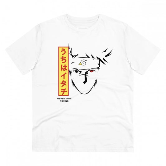 Men's PC Cotton Kunffo Printed T Shirt (Color: White, Thread Count: 180GSM)