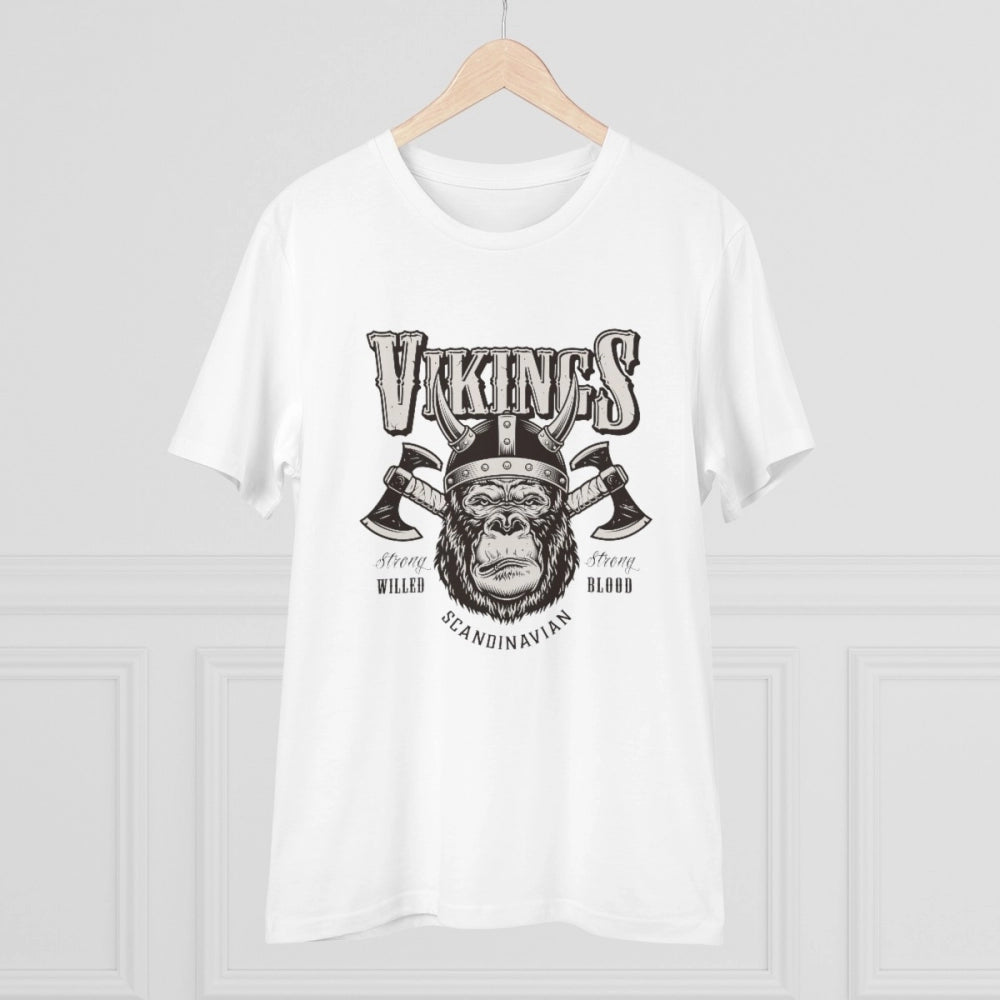 Men's PC Cotton Gorila Desing Printed T Shirt (Color: White, Thread Count: 180GSM)