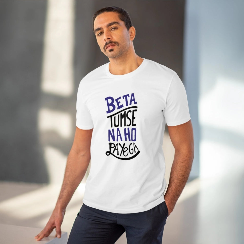 Men's PC Cotton Tumse Na Ho Payega Printed T Shirt (Color: White, Thread Count: 180GSM)