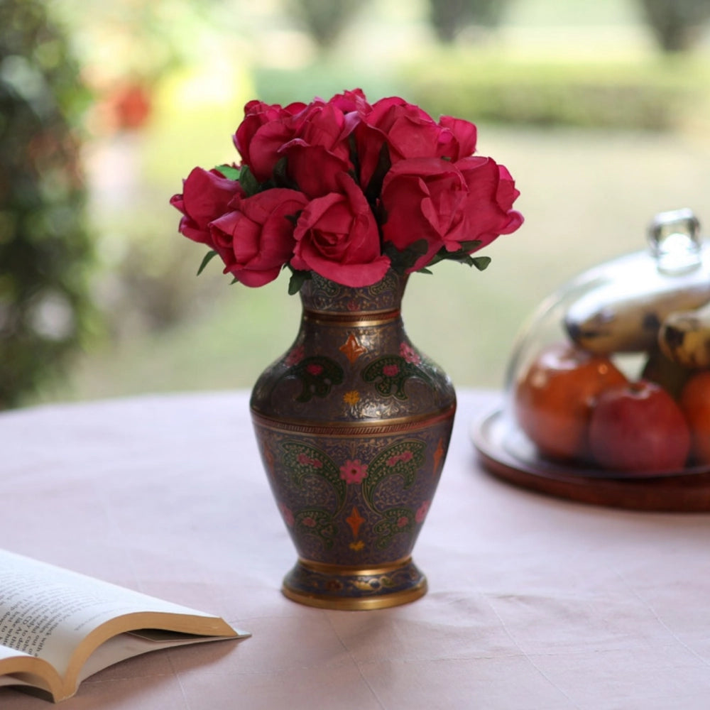 Artificial Rose Flowers Bunch Bouquet Of 13 Roses For Home Decoration (Dark Pink, Material:Silk, Polyester)