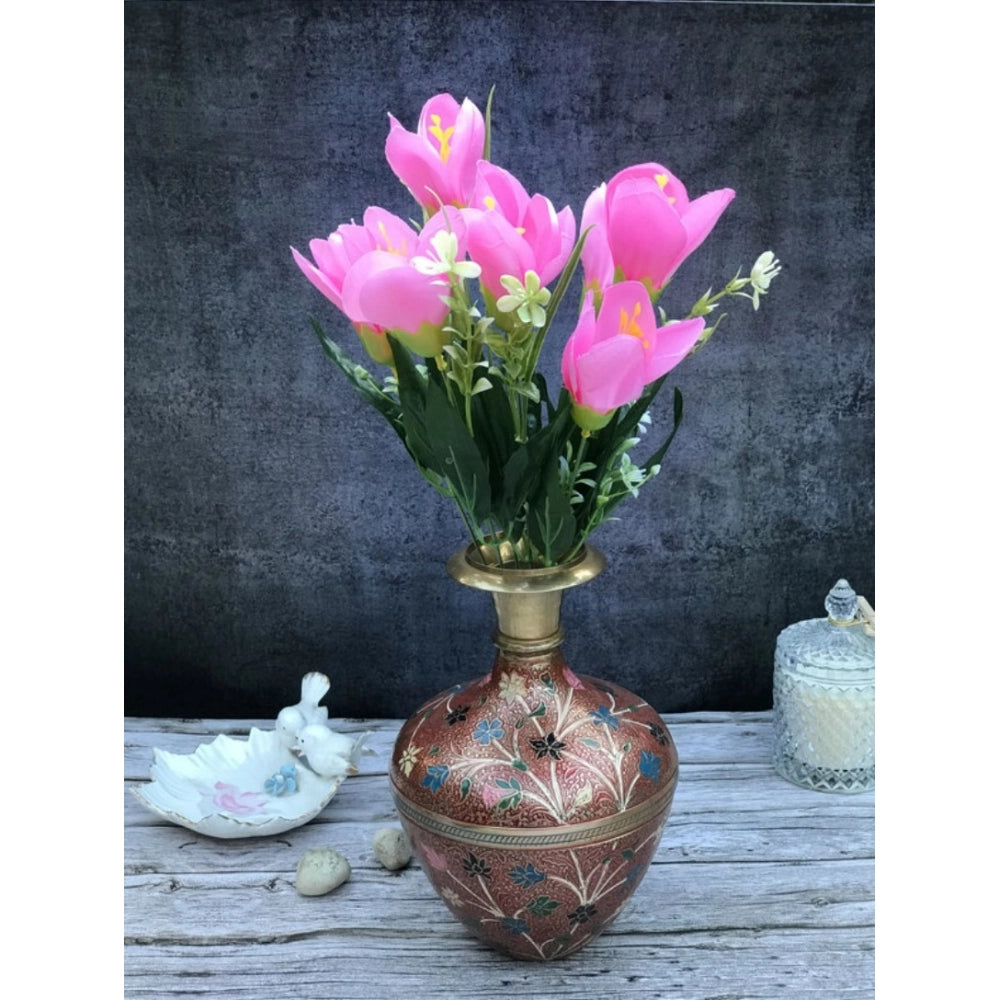 Generic Artificial Flowers Bunch Bouquet Of Daffodil Tulip Flowers For Home Decoration (Light Pink, Material:Silk, Polyester)
