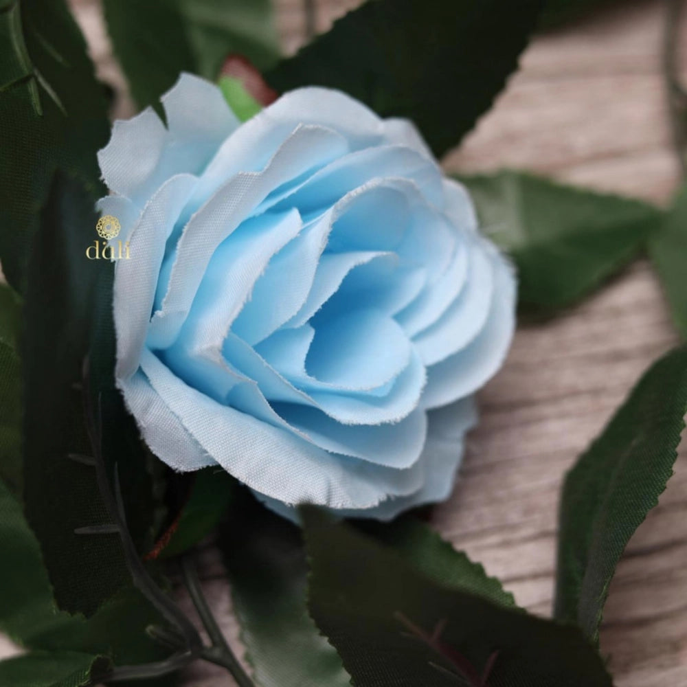 Generic Artificial Rose Vine Flowers With Green Leaves For Home Party Garden Wall Decoration (Blue, Material:Silk, Polyester)