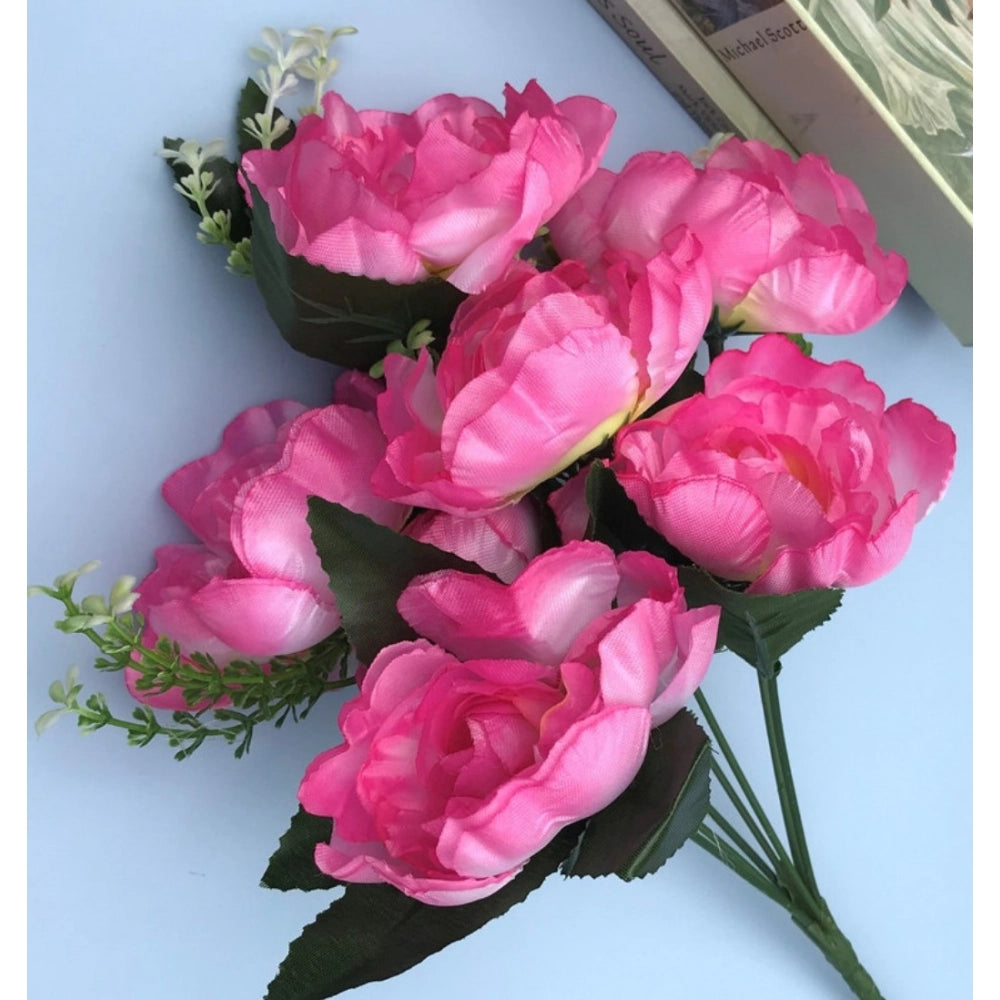 Generic Artificial Flowers Bunch Bouquet Of 7 Poppy Flowers For Home Decoration (Light Pink, Material:Silk, Polyester)