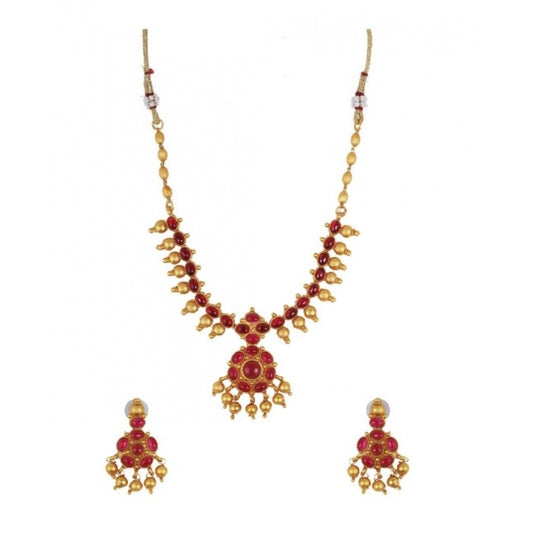 Women's Elegent And Stylish Kampu Necklace Set (Red, Free Size)