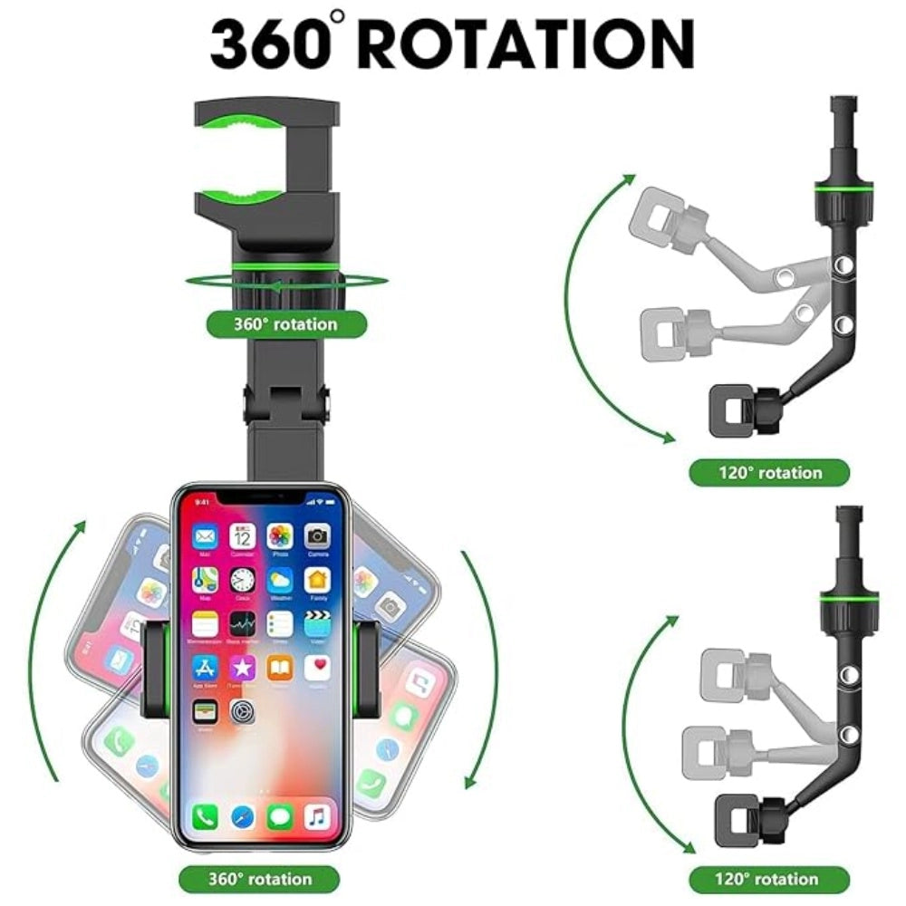 Generic Universal Clip Cell Phone Holder Multi-Joint Flexible Adjustment For Car Rear View Mirror Back Seat Video Stand (Black)